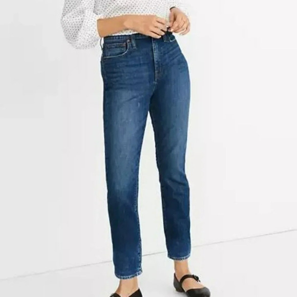 Madewell The High Rise Slim Boyjean Classic Dark Wash Denim Jeans Women's 26 - Picture 1 of 10